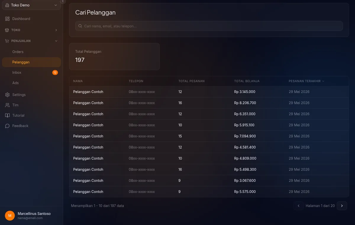 Customers list